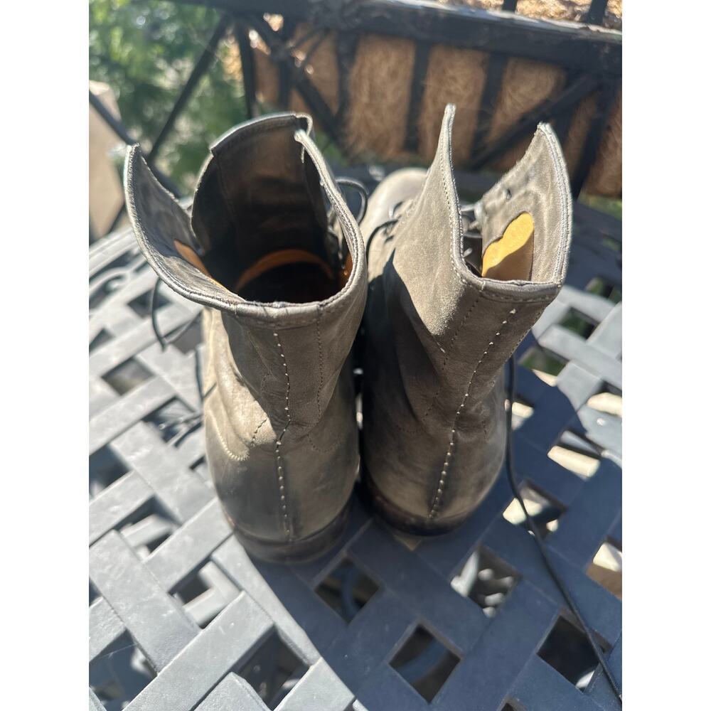 Barneys New York Dark Green Leather Lace-Up Boots Men’s 7 / Women’s 8.5 - Picture 2 of 8